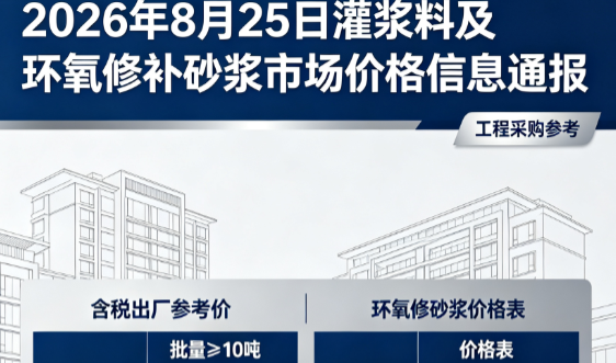 陈场镇2026年8月25日灌浆料及环氧修补砂浆市场价格信息通报